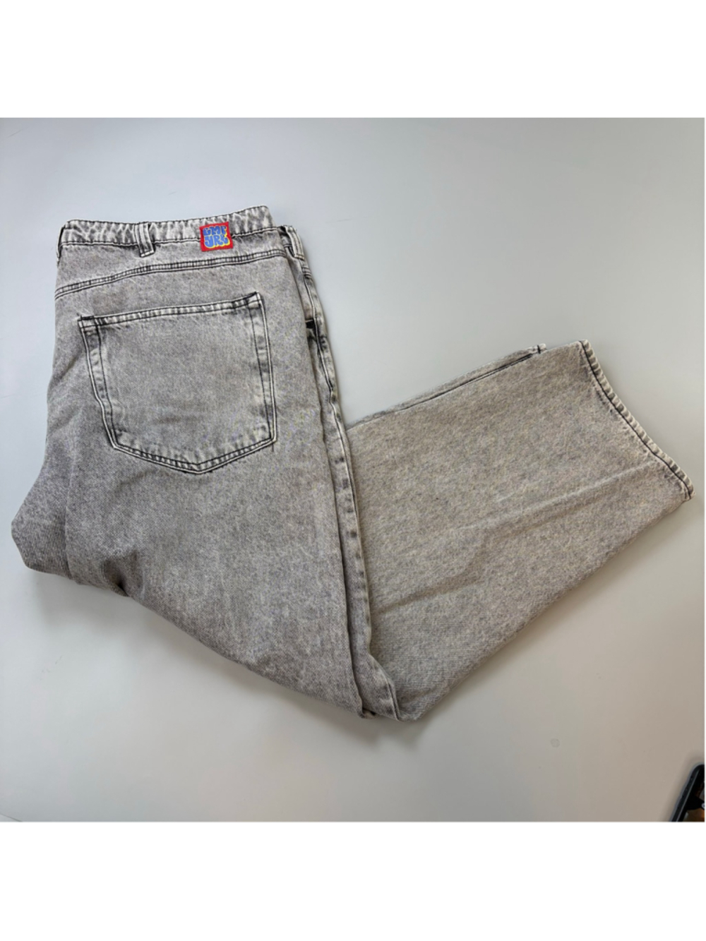 Empyre Jeans Grey 44 Straight Leg Draw String Baggy Skater Streetwear Acid Wash
